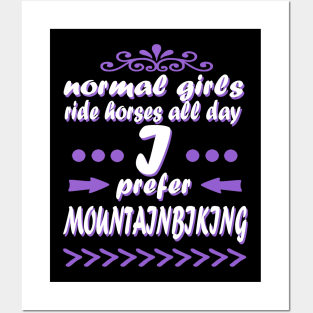 Mountain biking downhill girls bike trail gift Posters and Art